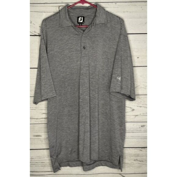 FootJoy FJ Short Sleeve Golf Polo Shirt Mens Size XL Gray Stripe - Picture 1 of 10